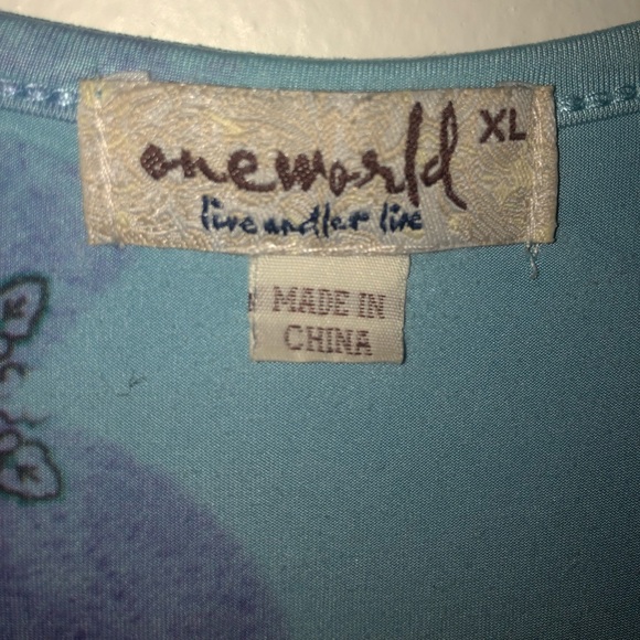 One World Blue Ruffled Tank - Picture 3 of 3